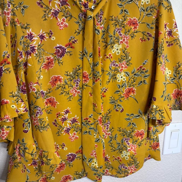Zara Mustard Floral Cropped Blouse - Picture 6 of 9